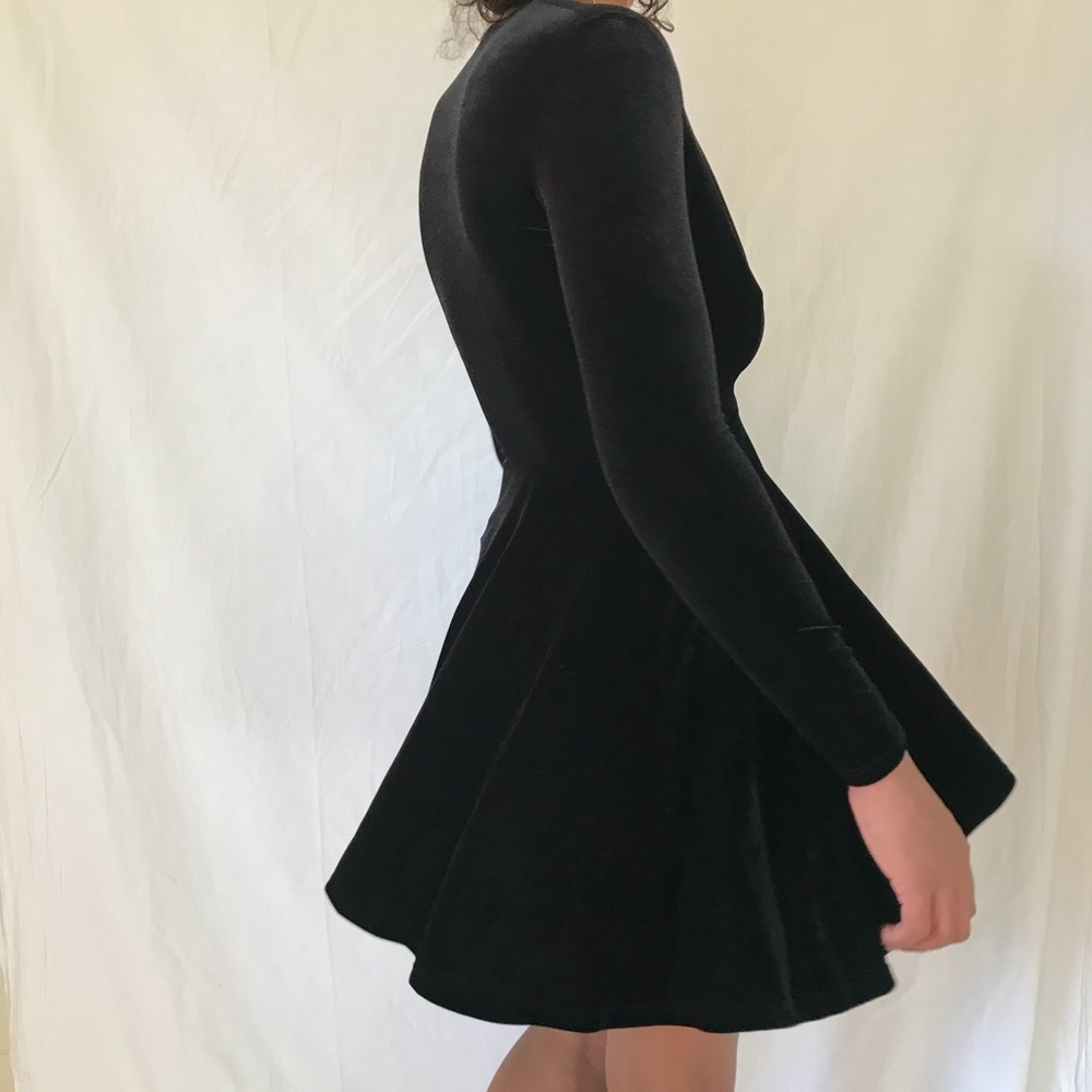 American Apparel  Deep V Skater Velvet Dress